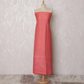 Graceful Coral Pink Blended Cotton Fabric with Embroidery - 110 cm Width X 3.0 Mtrs-D19767