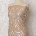 Elegant Beige Blended Cotton Fabric with White and Gold Embroidery - Last Piece of 3.0 Meters, 110 cm Width-D19772