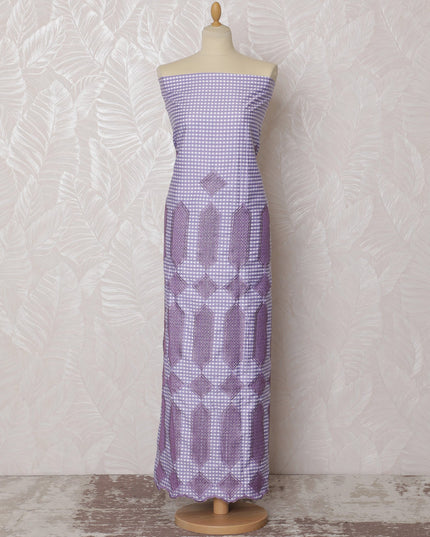 Charming Lavender Blended Cotton Fabric with Geometric Embroidery - Last Piece of 3.0 Meters, 110 cm Width-D19776