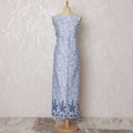 Elegant Light Blue Blended Cotton Fabric with Navy Blue Floral Embroidery - Last Piece of 3.0 Meters, 110 cm Width-D19780