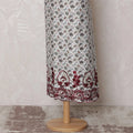 Elegant White Blended Cotton Fabric with Maroon Floral Embroidery - Last Piece of 3.0 Meters, 110 cm Width-D19781 Regal Fabrics
