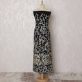 Sophisticated Black Blended Cotton Fabric with White Floral Embroidery - Last Piece of 3.0 Meters, 110 cm Width-D19782 Regal Fabrics