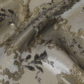 Luxurious Silver and Gold Synthetic Brocade Fabric with Intricate Floral Design - 140 cm Width-D19789