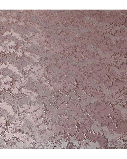 Elegant Pink and Silver Synthetic Brocade Fabric with Floral Design - 140 cm Width-D19790