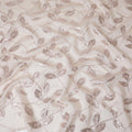 Ivory and Rose Gold Synthetic Brocade Fabric with Leaf Pattern - 140 cm Width-D19794