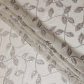 Ivory and Silver Synthetic Brocade Fabric with Leaf Design - 140 cm Width-D19795