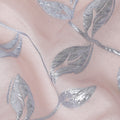 Blush Pink and Silver Synthetic Brocade Fabric with Leaf Pattern - 140 cm Width-D19796