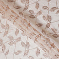 قماش بروكار صناعي باللون الكريمي والذهبي الوردي مع تصميم أوراق الشجر - عرض 140 سم -D19797