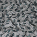 Grey and Teal Synthetic Brocade Fabric with Leaf Pattern - 140 cm Width-D19798