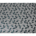 Grey and Teal Synthetic Brocade Fabric with Leaf Pattern - 140 cm Width-D19798