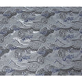 Slate Grey and Blue Synthetic Brocade Fabric with Floral Swirl Design - 140 cm Width-D19801