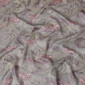Pastel Gold and Rose Synthetic Brocade Fabric with Floral Swirl Design - 140 cm Width-D19804 Regal Fabrics