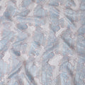 Sky Blue and Silver Synthetic Brocade Fabric with Textured Design - 140 cm Width-D19807