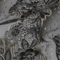 Black and Silver Synthetic Brocade Fabric with Textured Floral Design - 140 cm Width-D19809