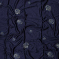 Navy Blue Cotton Fabric with Floral Embroidery & Bead Detailing, 140 Cms Width, Made in India – 3 Meters Piece-D23664 - Regal Fabrics