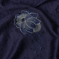 Navy Blue Cotton Fabric with Floral Embroidery & Bead Detailing, 140 Cms Width, Made in India – 3 Meters Piece-D23664 - Regal Fabrics