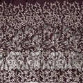 Dark Wine Cotton Fabric with White Floral Heavy Embroidery & Ornamental Border, 140 Cms Width, 3 Meters Piece, Made in India-D23670 - Regal Fabrics