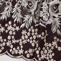Dark Wine Cotton Fabric with White Floral Heavy Embroidery & Ornamental Border, 140 Cms Width, 3 Meters Piece, Made in India-D23670 - Regal Fabrics