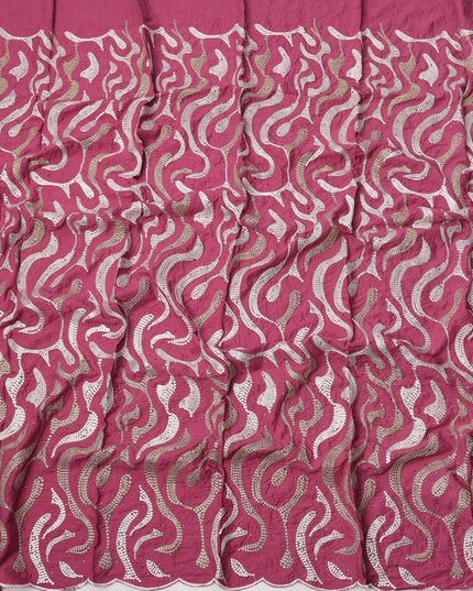 Magenta Cotton Fabric with Abstract Sequin Embroidery Design, 140 Cms Width, 3 Meters Piece, Made in India-D23671 - Regal Fabrics
