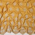 Golden Yellow Cotton Fabric with Silver Foil Work, White Floral Embroidery and Ornate Scalloped Border, 140 Cms Width, Made in India – 3 Meters Piece-D23674 - Regal Fabrics