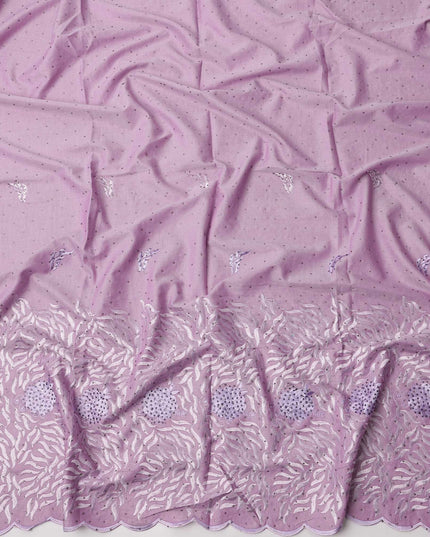 Light Lavender Cotton Fabric with Floral Sequin Embroidery, 140 Cms Width, Made in India – 3 Meters Piece-D23680