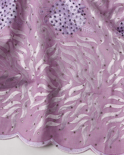 Light Lavender Cotton Fabric with Floral Sequin Embroidery, 140 Cms Width, Made in India – 3 Meters Piece-D23680