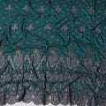 Dark Teal Cotton Fabric with Small Motifs and Heavy Black Paisley Embroidered Border, 140 Cms Width, Made in India – 3 Meters Piece-D23691 - Regal Fabrics