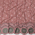 Maroon Base Abstract Print with Pink Floral Embroidery and Circular Border Motifs Cotton Fabric, 140 Cms Width, Made in India – 3 Meters Piece-D23702 - Regal Fabrics