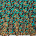 Turquoise Cotton Fabric with Multicolor Floral Embroidery and Geometric Print, 140 Cms Width, Made in India-D23705 - Regal Fabrics