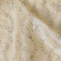 Luxurious beige Tussar Silk Fabric with Silver Zari Embroidery, 110cm Wide-D18967
