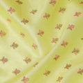 Vibrant Lemon Yellow Tussar Silk Fabric with Tiny Butterfly Motifs, 110cm Width-D18969