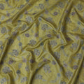 قماش حرير توسار أخضر زيتوني متطور مع تطريز زهور فضية، عرض 110 سم - نسج هندي رائع-D18972