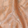 Shimmering Apricot Tussar Silk Fabric with Silver Sequin Embellishments, 110 cm Wide â€“ Luxurious Indian Textile-D18975 Regal Fabrics