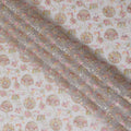 Lustrous Blush Silk Organza Fabric with Metallic Floral Embroidery, 110 cm Wide - Exquisite Indian Elegance-D18980