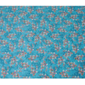 Vibrant Cerulean Uragiri Cotton Voile Fabric with Vivid Pink Floral Print, 110 cm Wide - Breathable Indian Craftsmanship-D18981 Regal Fabrics