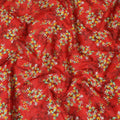 Fiery Red Uragiri Cotton Voile Fabric with Lush Green Floral Print, 110 cm Wide - Vibrant Indian Textile-D18983 Regal Fabrics