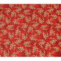 Fiery Red Uragiri Cotton Voile Fabric with Lush Green Floral Print, 110 cm Wide - Vibrant Indian Textile-D18983 Regal Fabrics