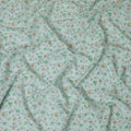 Refreshing Mint Green Cotton Voile Fabric with Autumn Leaf Print, 110 cm Wide - Breathable Textile from India-D18986 Regal Fabrics