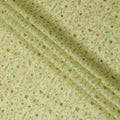Lime Green Uragiri Cotton Voile Fabric with Pastel Floral Print, 110 cm Wide - Fresh Indian Textile-D18988