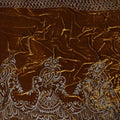 Golden Opulence Silk-Blend Velvet Fabric with White Paisley Jacquard-D18999(1.7Mtrs)