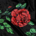 قماش مخملي رومانسي من مزيج الحرير الأسود مع طباعة وردة حمراء غنية -D19001 (1.55 متر)