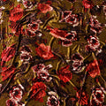 Autumnal Elegance Silk-Blend Velvet Fabric with Lush Floral Print-D19003(1.7Mtrs)
