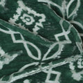 Emerald Green Ikat-Inspired Silk-Blend Velvet Fabric with Intricate Silver Patterns-D19009(1.9Mtrs) Regal Fabrics