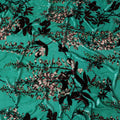 Exotic Jade Green Silk-Blend Velvet with Blossoming Botanical Print-D19010(2.25Mtrs)