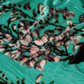 Exotic Jade Green Silk-Blend Velvet with Blossoming Botanical Print-D19010(2.25Mtrs)