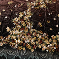 Elegant Chocolate Brown Silk-Blend Velvet with Autumnal Floral print-D19011(1.7Mtrs)