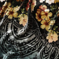Elegant Chocolate Brown Silk-Blend Velvet with Autumnal Floral print-D19011(1.7Mtrs)
