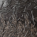 Sophisticated Charcoal grey Silk-Blend Velvet with Gold Botanical Embroidery-D19013(2Mtrs) Regal Fabrics