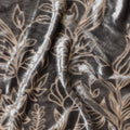 Sophisticated Charcoal grey Silk-Blend Velvet with Gold Botanical Embroidery-D19013(2Mtrs) Regal Fabrics