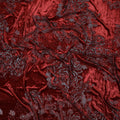 Crimson Red Silk-Blend Velvet with Embossed Silver Floral Design-D19017(1.1Mtrs)